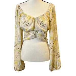 Madden NYC Women's Floral Crop Peasant Top Size XL